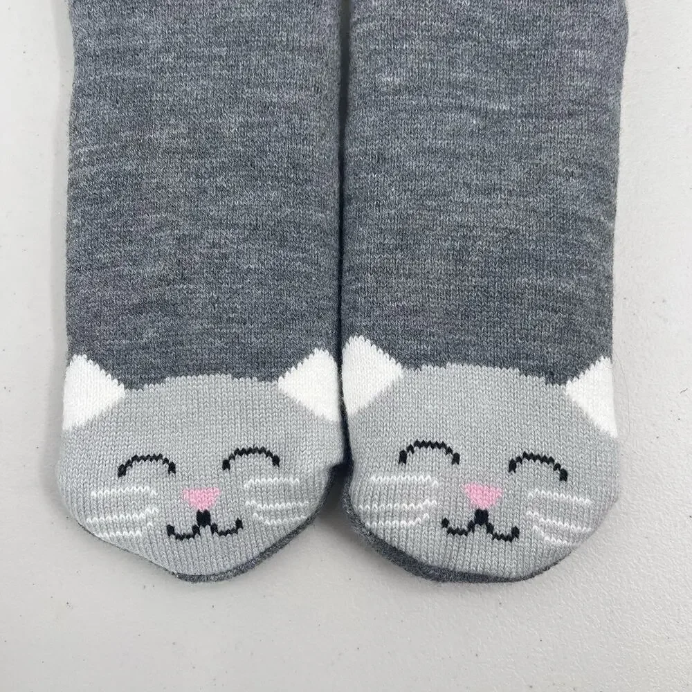Cat Fuzzy Slipper Socks With Grippers Warm Fleece Lined Cat Gifts for Women OS
